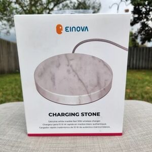 Einova Wireless Charging Stone with 10W Fast Charging REAL White Marble